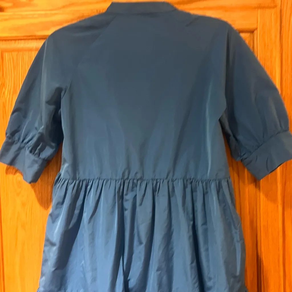 ZARA Sea Puff Sleeve Voluminous Tiered Ruffle Midi Maxi Dress Blue Size XS - Image 12