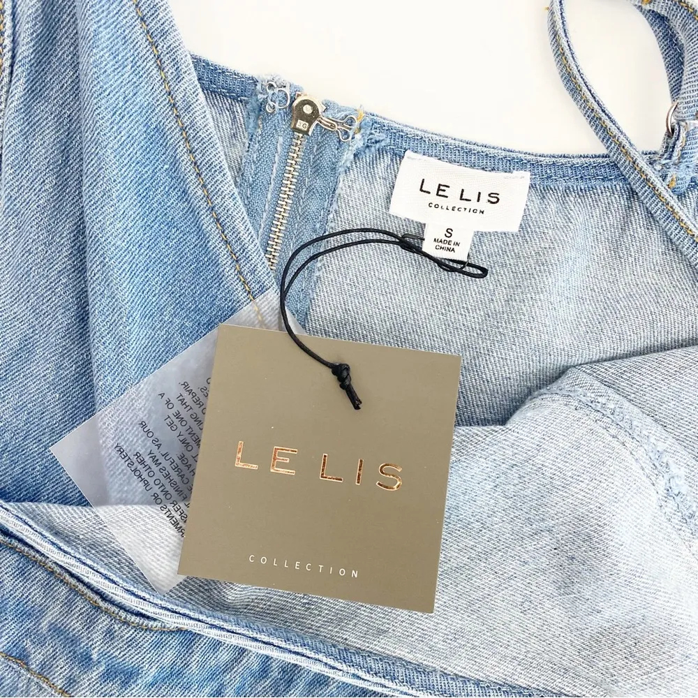 Denim Faux Wrap Surplice Straight Leg Jean Jumpsuit Overalls: Light Wash - Image 8