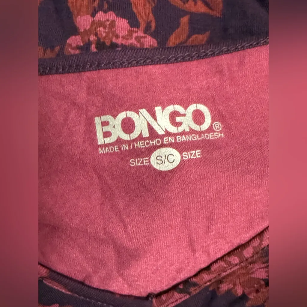 BONGO Floral Ruched V-Neck Top - Purple and Red - Image 3