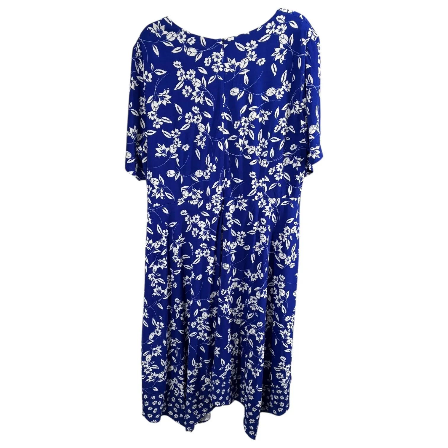 Jessica Howard NWT Blue Floral Wrap Dress 18W Short Sleeve Tie Waist - Image 5