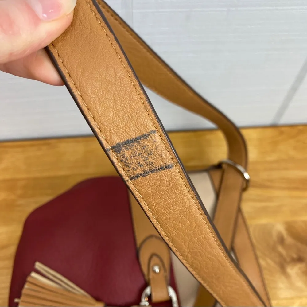 Rosetti Red & Tan Shoulder Crossbody Bag Purse Tassel Pockets - Image 2