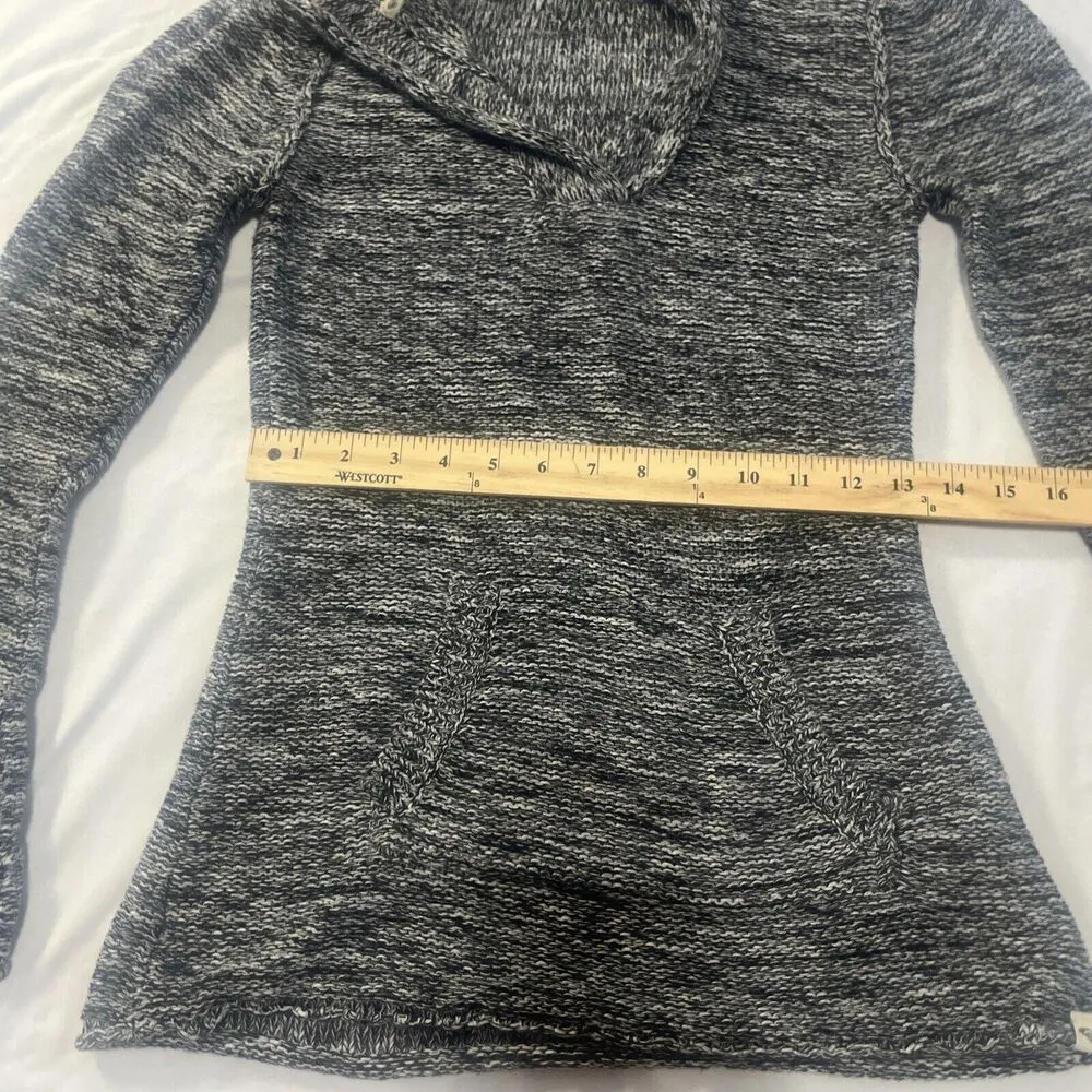 Roxy  Medium Knit Sweater Hoodie Heathered Navy White - Image 6