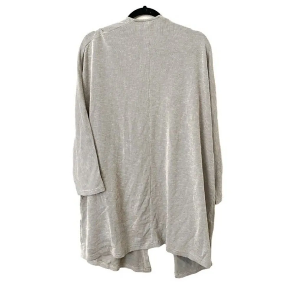DONNI. Ribbed Open‎ Front Slouchy Cardigan One Size Gray Size undefined - Image 3