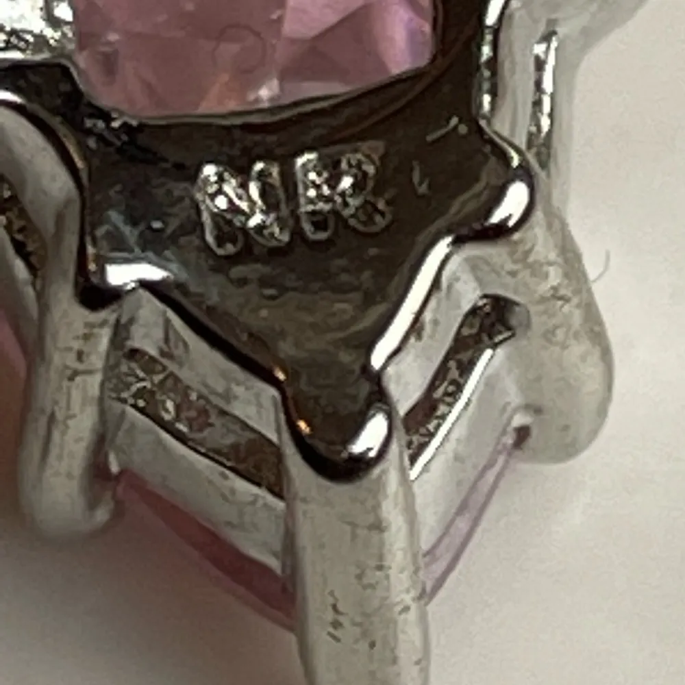 Silver Ring With NR Stamp Pink Gemstone Size 7.5 - Image 5