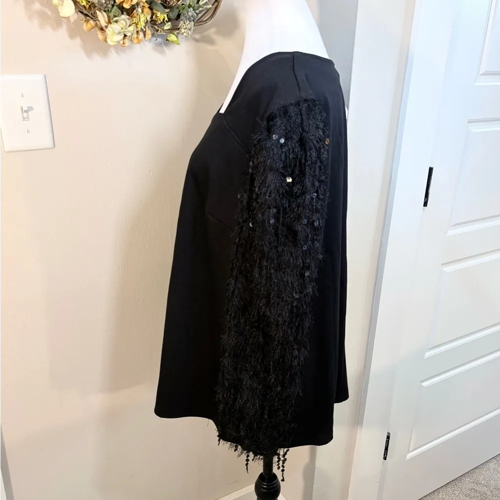 NWT CATO Evening Soirée Fringe Sequined  Sleeve Sweetheart Neck Top~ 18/20💚 - Image 6