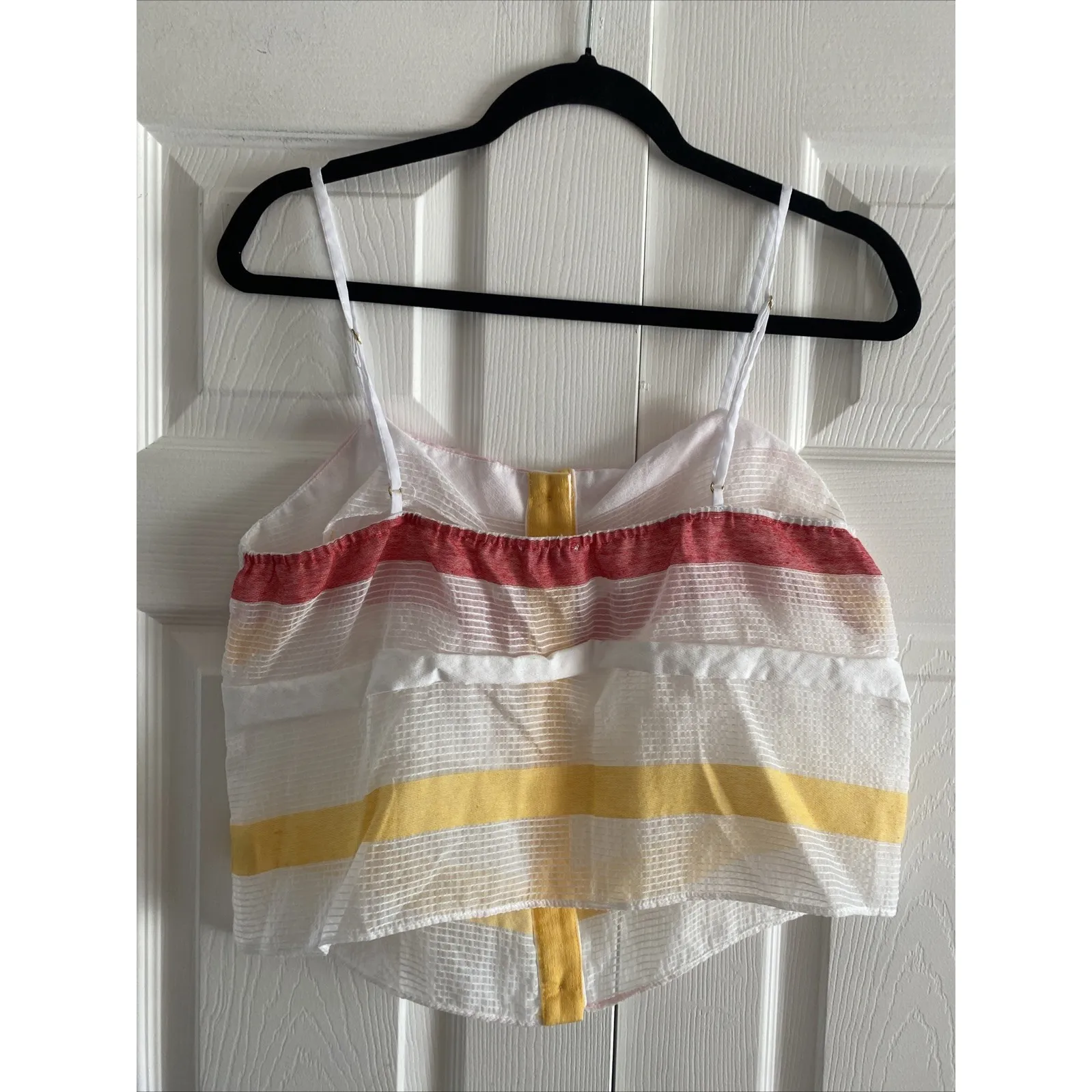 Flagpole NYC Womens Large Sheer Stripe Melissa Crop Top Euro Resort Sheer Clean White - Image 5