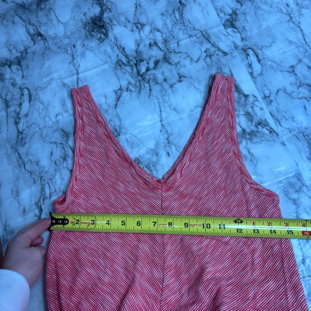 Lou & Grey Red white stripped long maxi dress sleeveless size XS pockets boho - Image 6