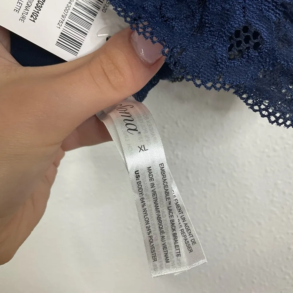 Soma NWT Embraceable Lace Back Bralette Navy Size Xlarge - Image 4