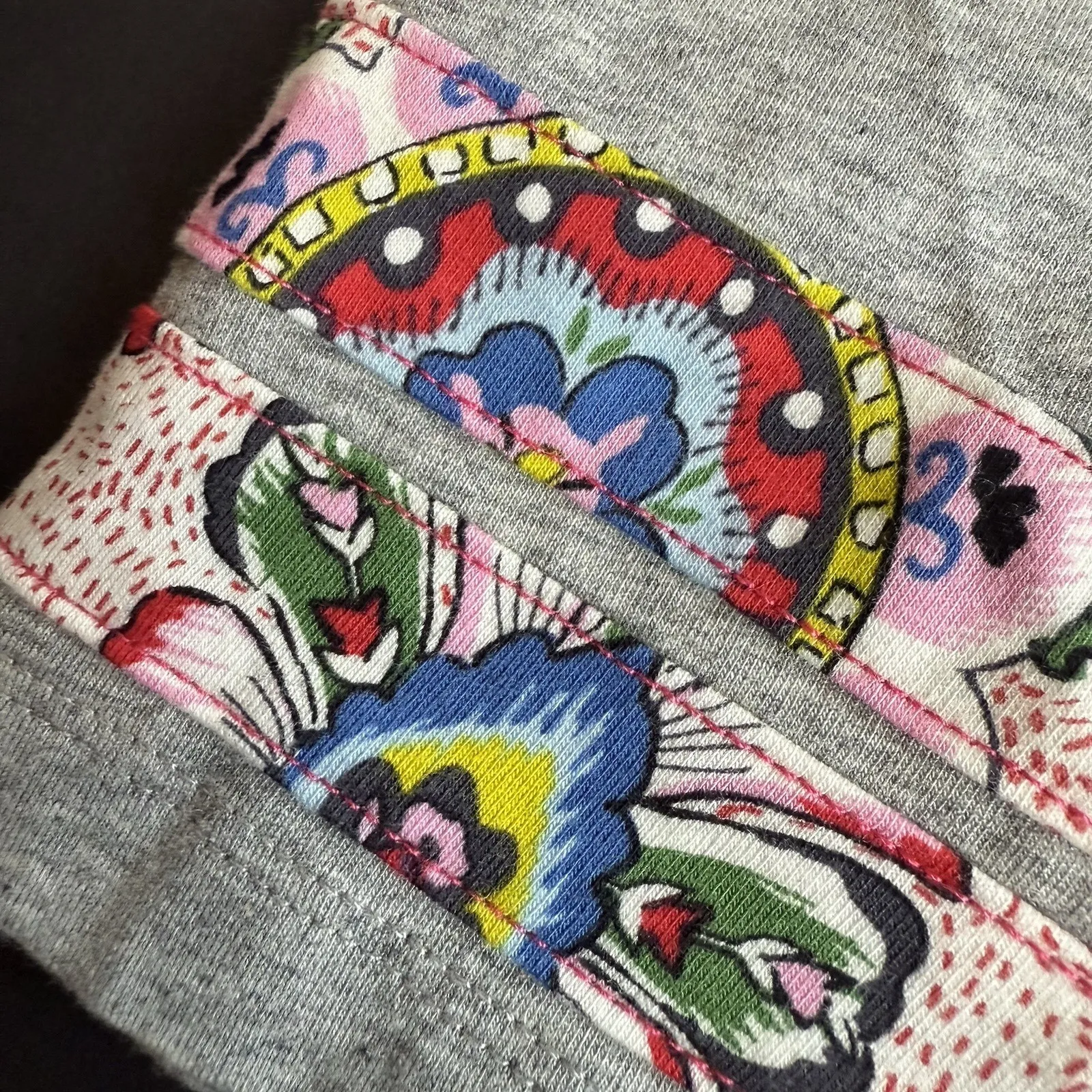 New Vera Bradley Top Women L 12 14 Stitched Flower Ringer Pajama Baseball Tee - Image 5