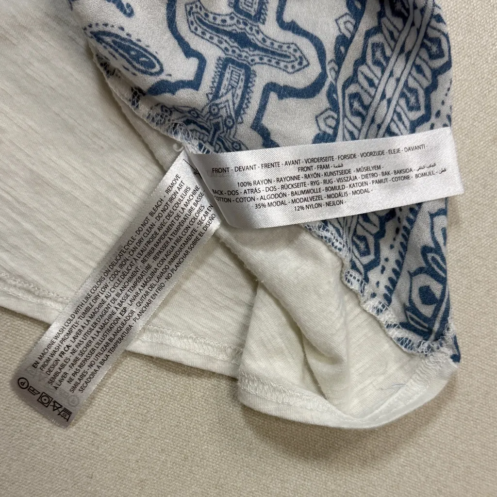 Ariat White and Blue Paisley Short Sleeve Tee - Image 5