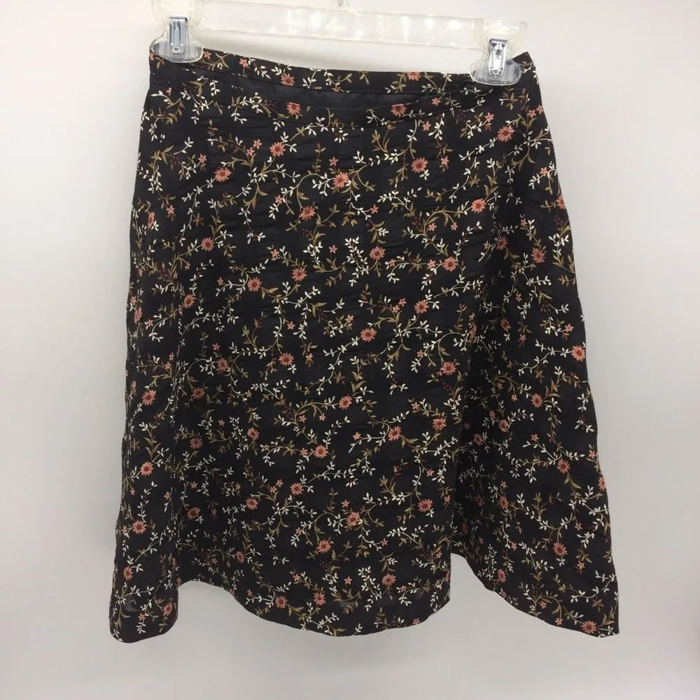 EUC Floral Print on a Black Background Wrap A-Line Skirt-Size S/M - Image 2
