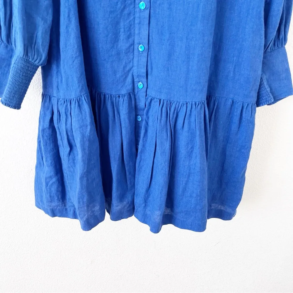 Lilly Pulitzer Drena Tiered Long Sleeve Linen Shirtdress in Martinique Blue - Image 6