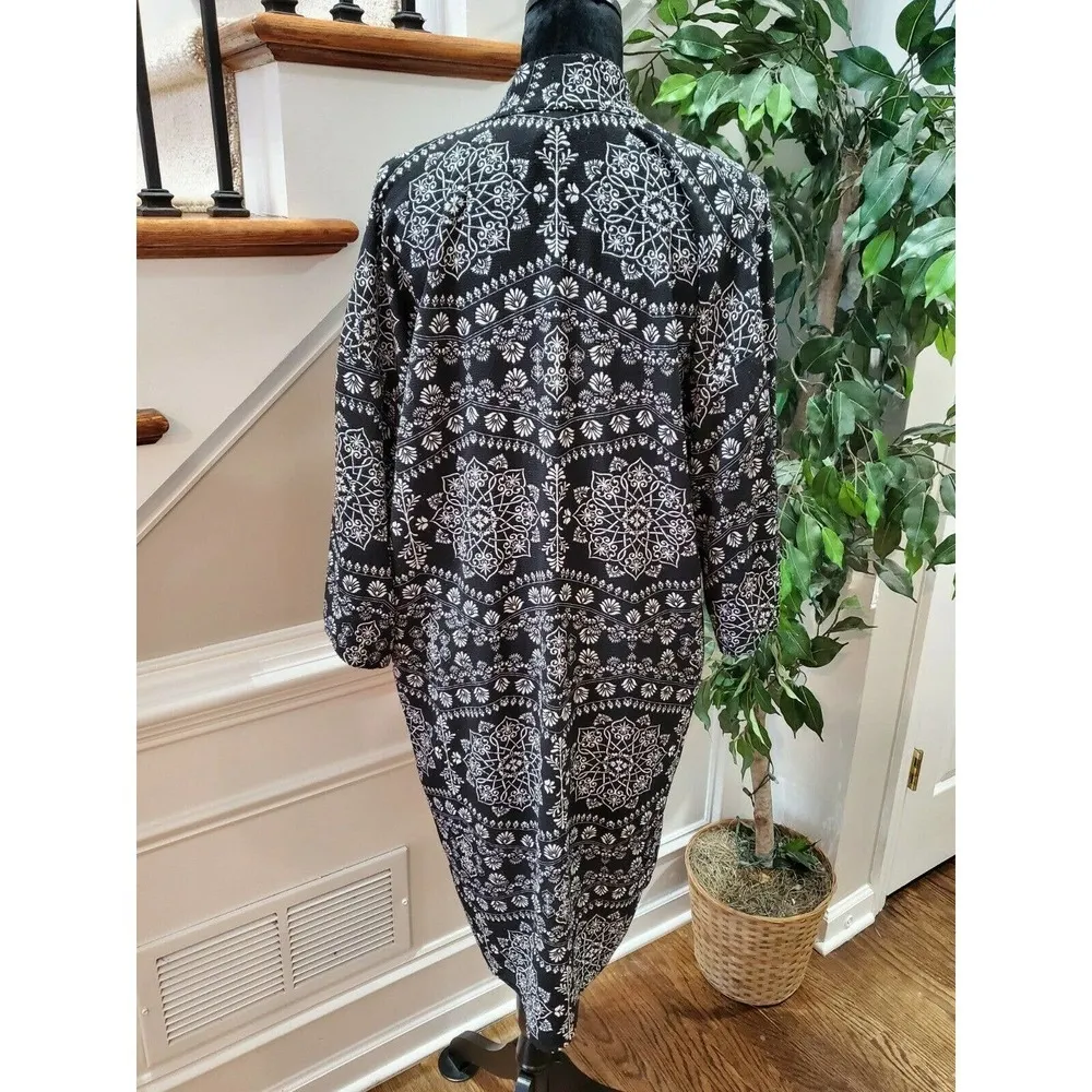 Sunny +74 Women's Black Floral Polyester Long Sleeve Open Front Long Cardigan XS - Image 8