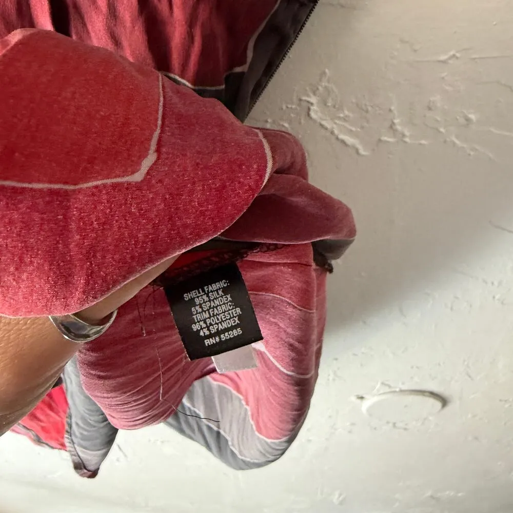 Express Y2K Colorblock Silk Blend Tunic Top 2 Deep V Empire Waist Retro Babydoll - Image 5