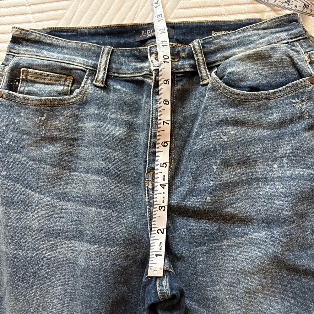 Judy Blue Paint Splatter Boyfriend Size 11/30 Loose Fit High Rise Straight Leg - Image 11