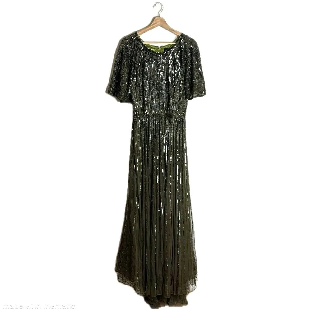 Mac Duggal Sequined High Round Neckline Stunning Dress embellished size 16 - Image 3