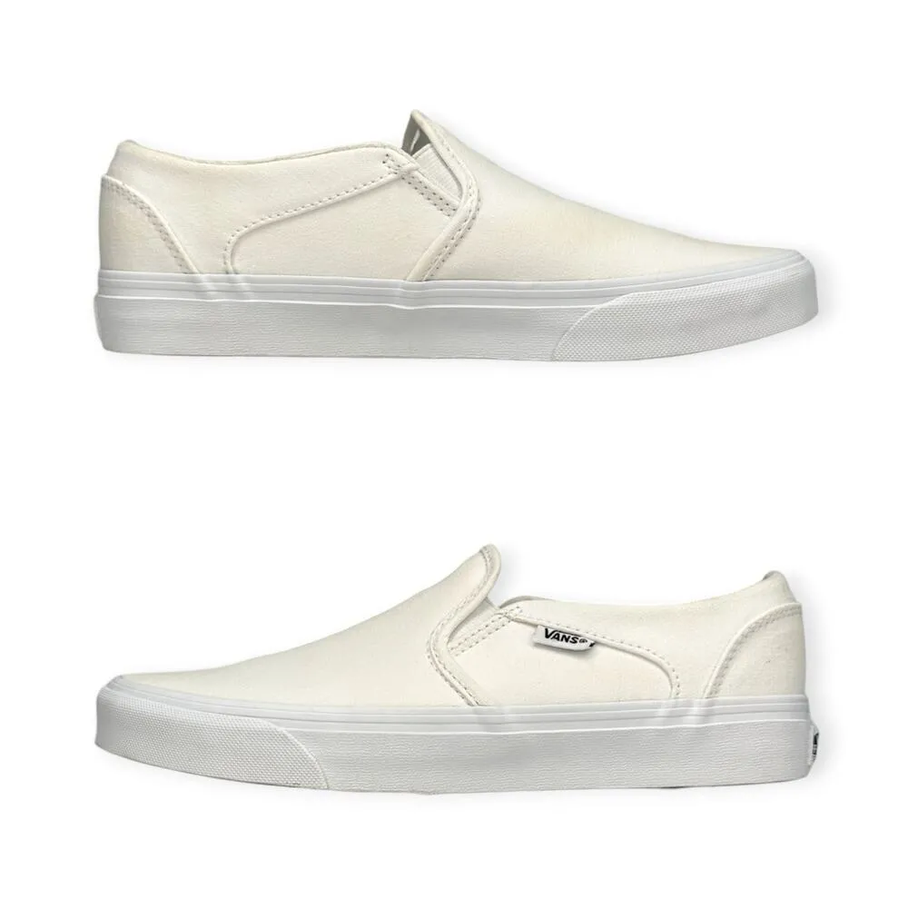 VANS | US Women Size 9 | Classic Asher White Canvas Slip-On Skate Shoes 721356 - Image 5