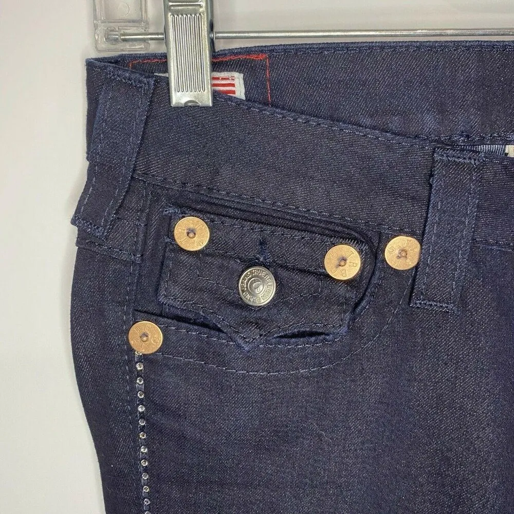 NWOT True Religion 26x35 Disco Julie Low Rise Bling Tuxedo Stripe Skinny Jeans - Image 5