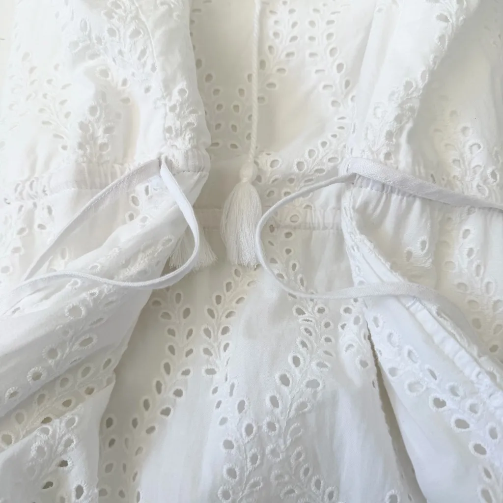 J.McLaughlin Solid Elana Maci White Eyelet Dress Size L - Image 7