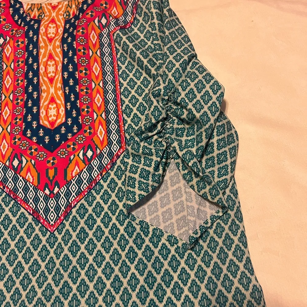 Urban Coco Boho Pullover Southwestern Tunic Top with Tassel Tie size L - Image 4