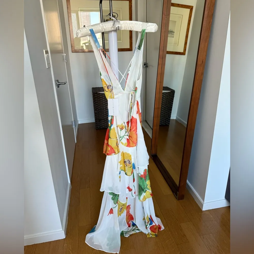 *NWT* Saints & Secrets Veda Strappy Back Ruffle Maxi Dress White - Image 12