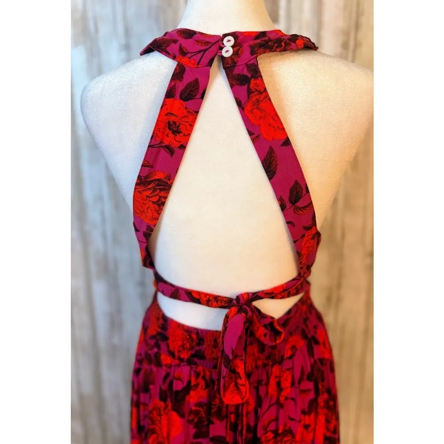 Able The Label by Anthropologie Floral Halter Backless Maxi Dress Size Small - Image 5