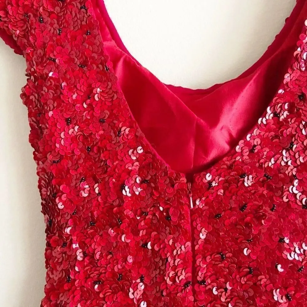 Scala Red Sequin Mini Dress - Image 5