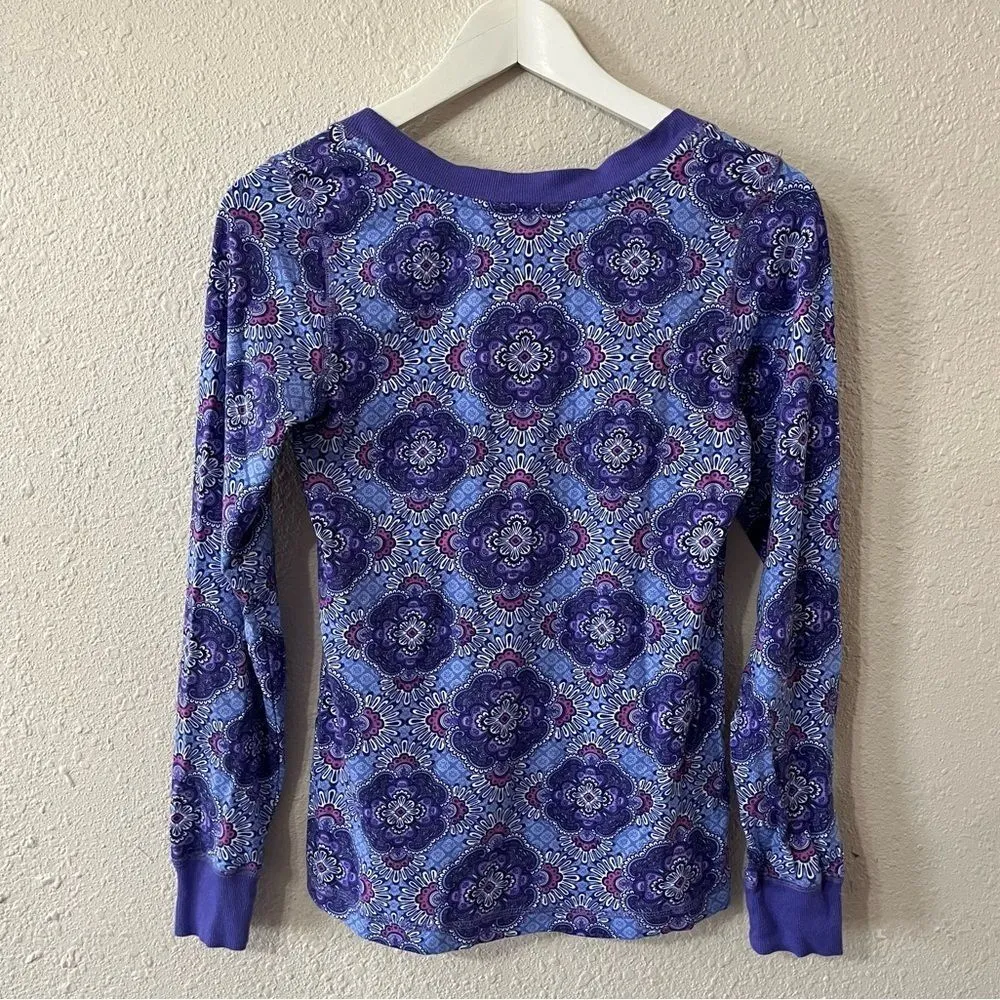 Vera Bradley Womens Floral Geo Pattern Henley‎ PJ Long Sleeve Top Size S Floral - Image 3