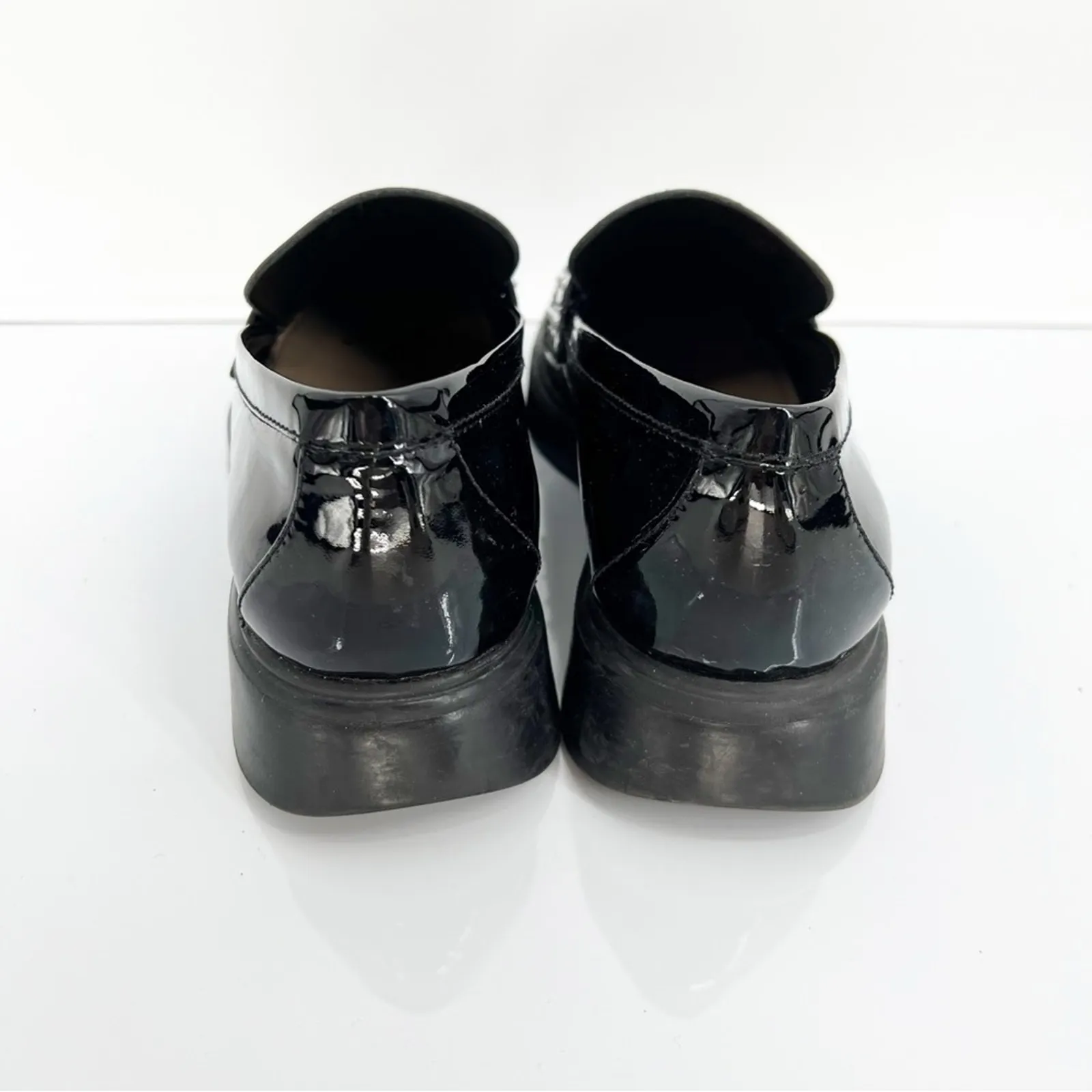 Stuart Weitzman Darcy Faux Patent‎ Leather Pearl Loafer 10.5 Black - Image 5