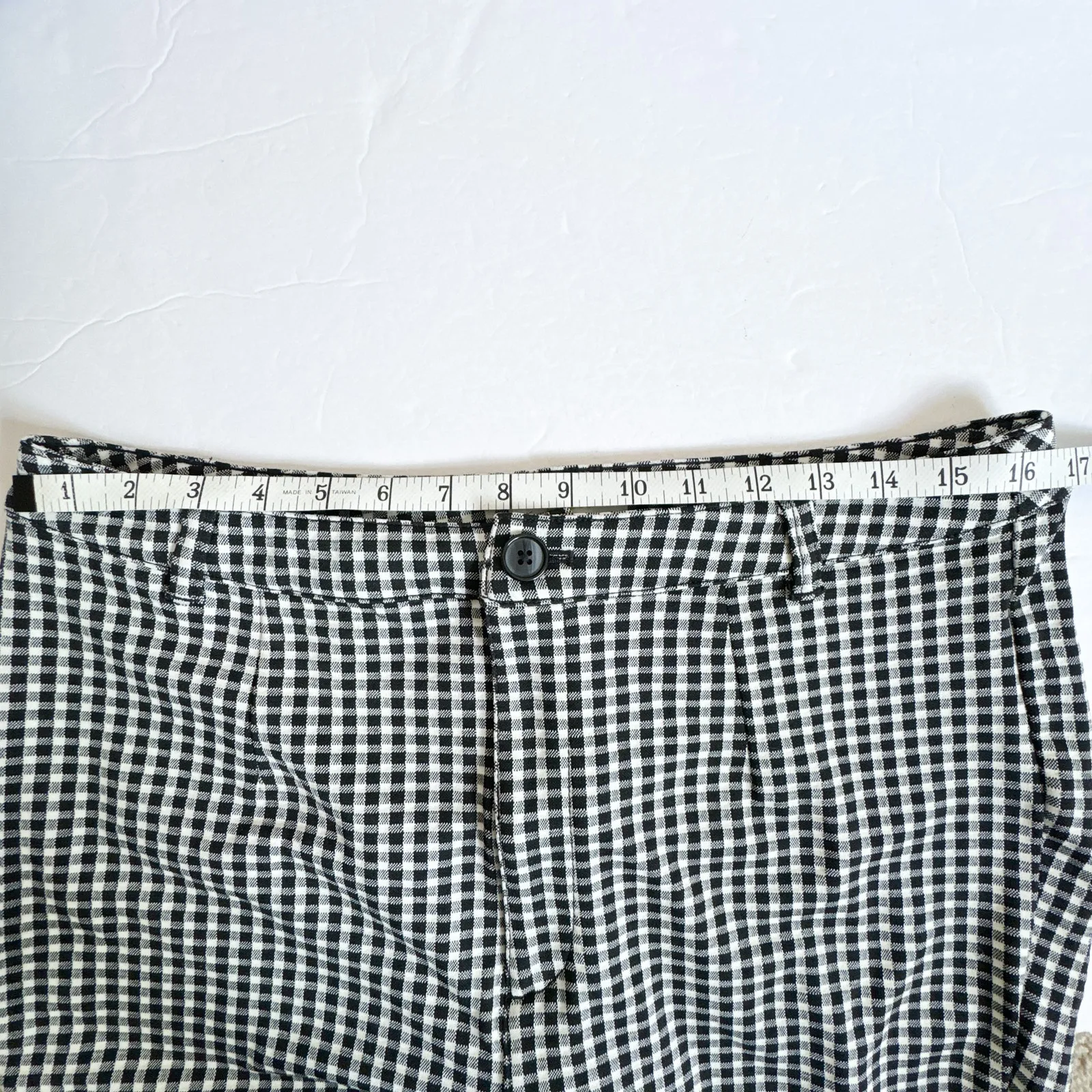 Maeve Anthropologie Gingham Slim Ankle Pants Black White Size 14 - Image 9