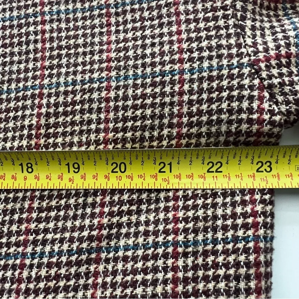 MANGO suit brown houndstooth long blazer oversized single button front pockets S - Image 4