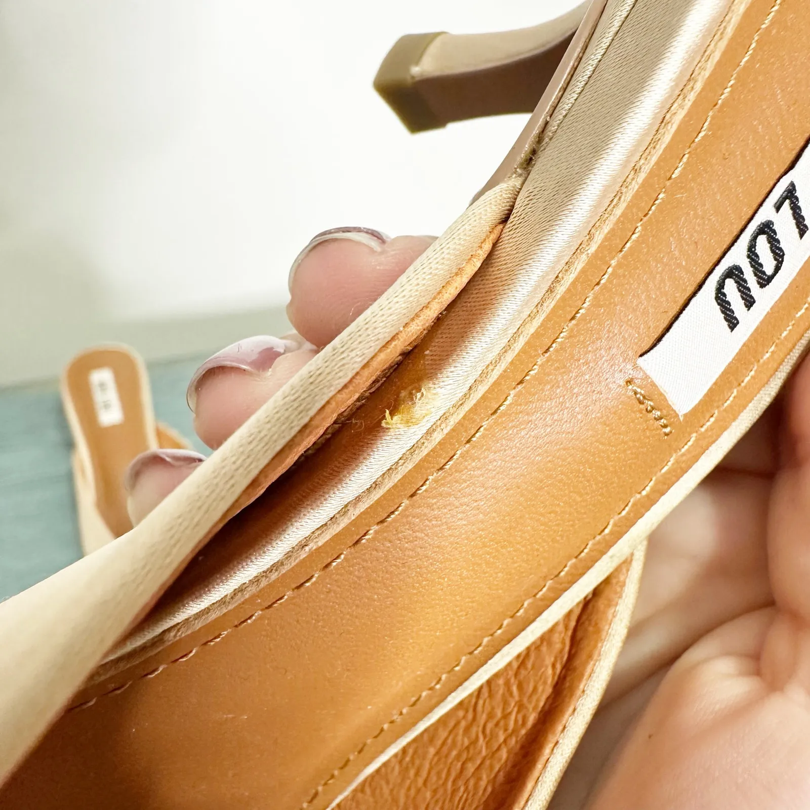 Bibi Lou Anthropologie Cream Satin Jewled Heeled Mules 37 Size 7 - Image 7