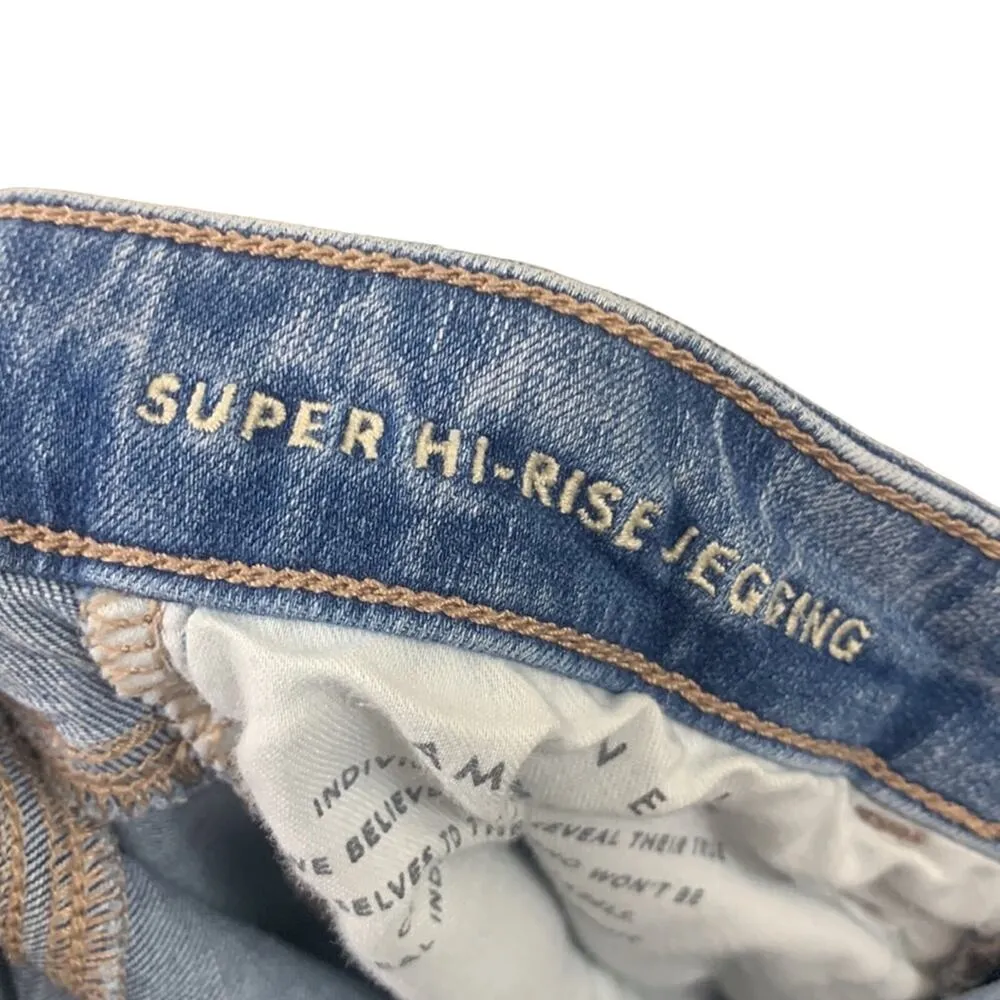 American Eagle The Dream Jean Super Hi-Rise Distressed Light Wash Jegging Jeans - Image 3