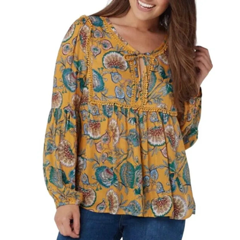 Haute Hippie Shirt Womens Medium Yellow Floral Flower Avery Blouse Bloomcore - Image 10