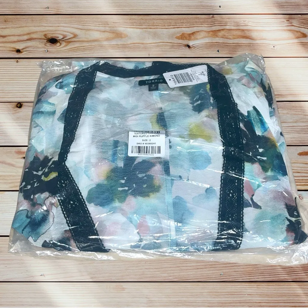 Textured Chiffon Midi Ruffle Kimono - Image 6