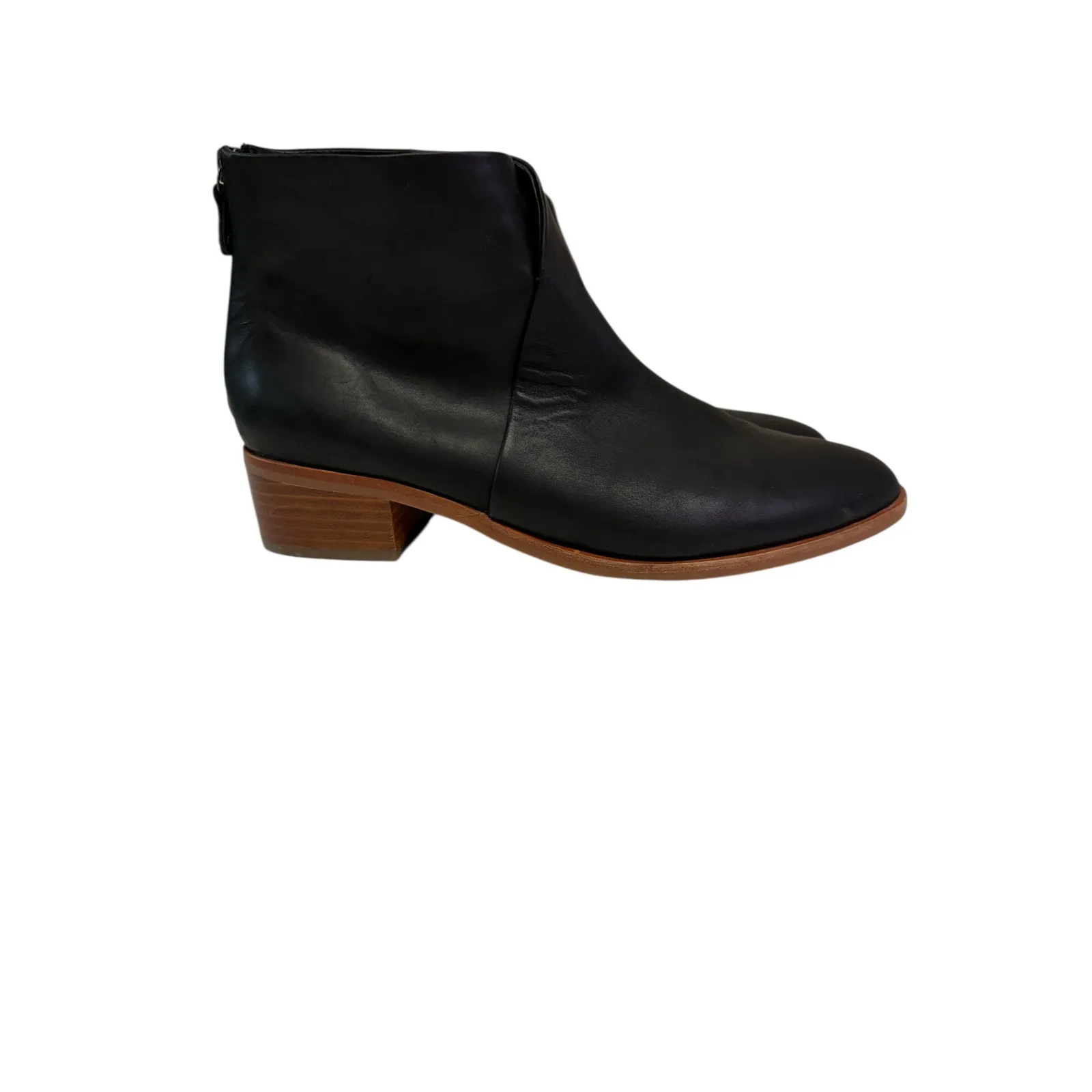 SOLUDOS Black Leather Ankle Boots Zip Block Heel Women Size 11 EU 41.5 - Image 2