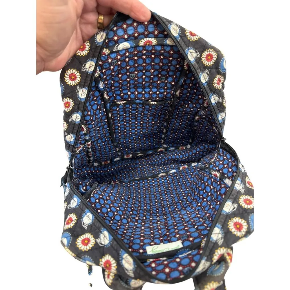 Vera Bradley blue Owl & Floral Print Quilted Backpack 16" x 14" SKU 7335 - Image 10