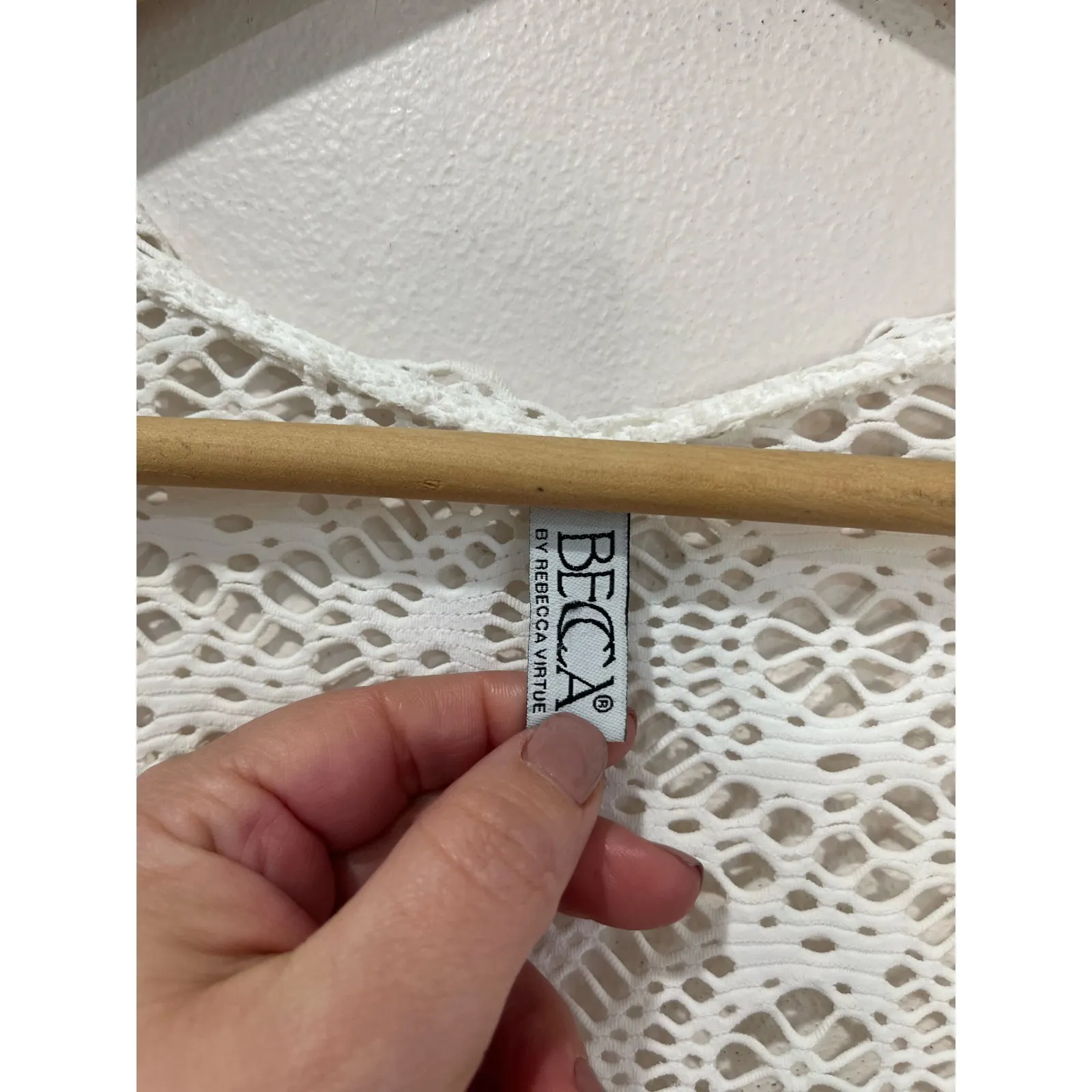 BECCA Cream Crochet Swim Cover Up Resort Vacation Beach Dress One Size - Image 3