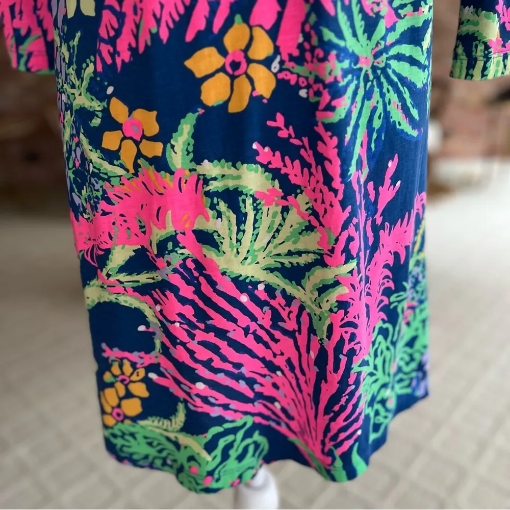 Lilly Pulitzer Erin Indigo All A Glow Dress Mini Knit S Brunch Garden Cocktail - Image 11