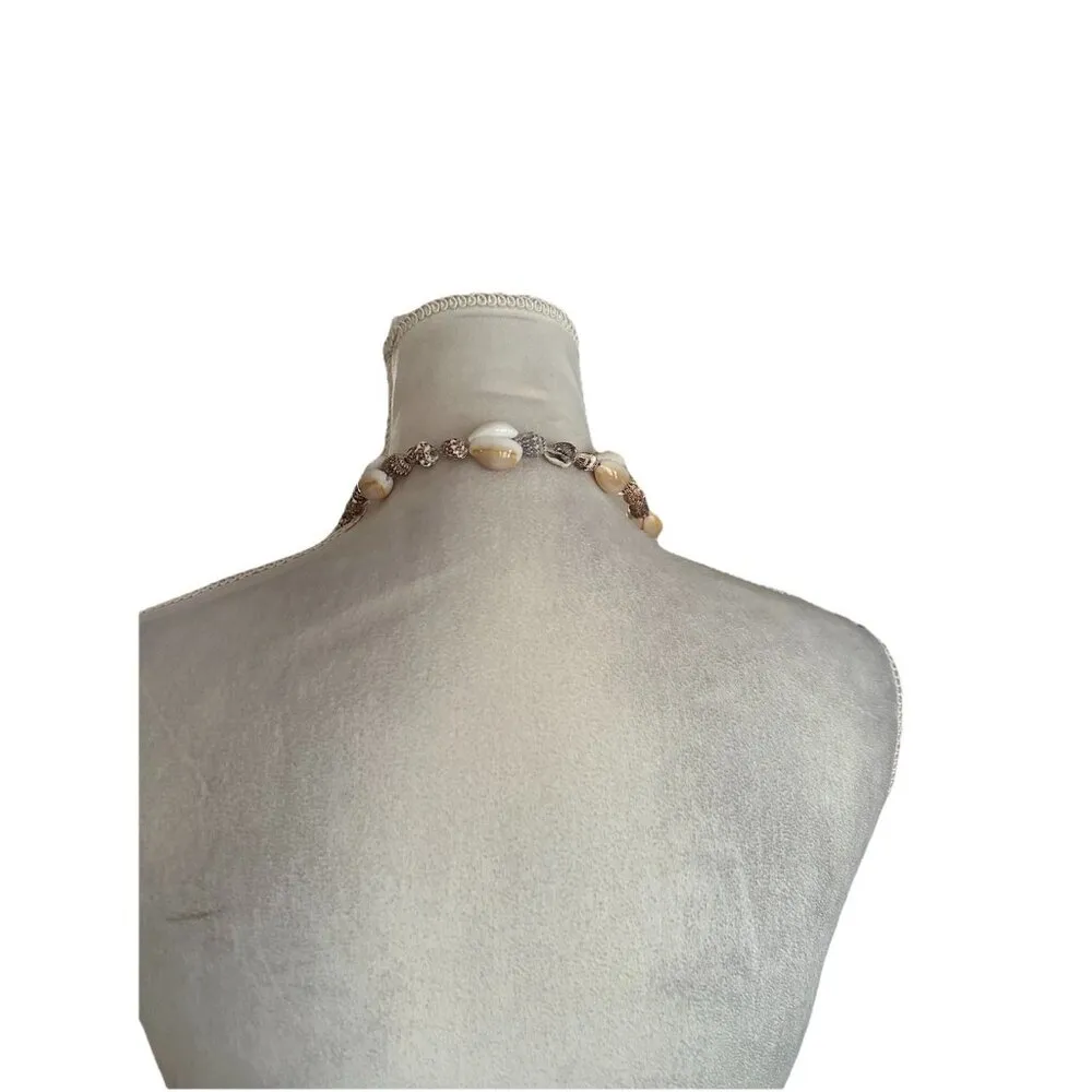 Vintage Hawaiian Cowrie & Mini Conch Sea Shell Necklace Natural Boho Beaded Lei Brown - Image 2