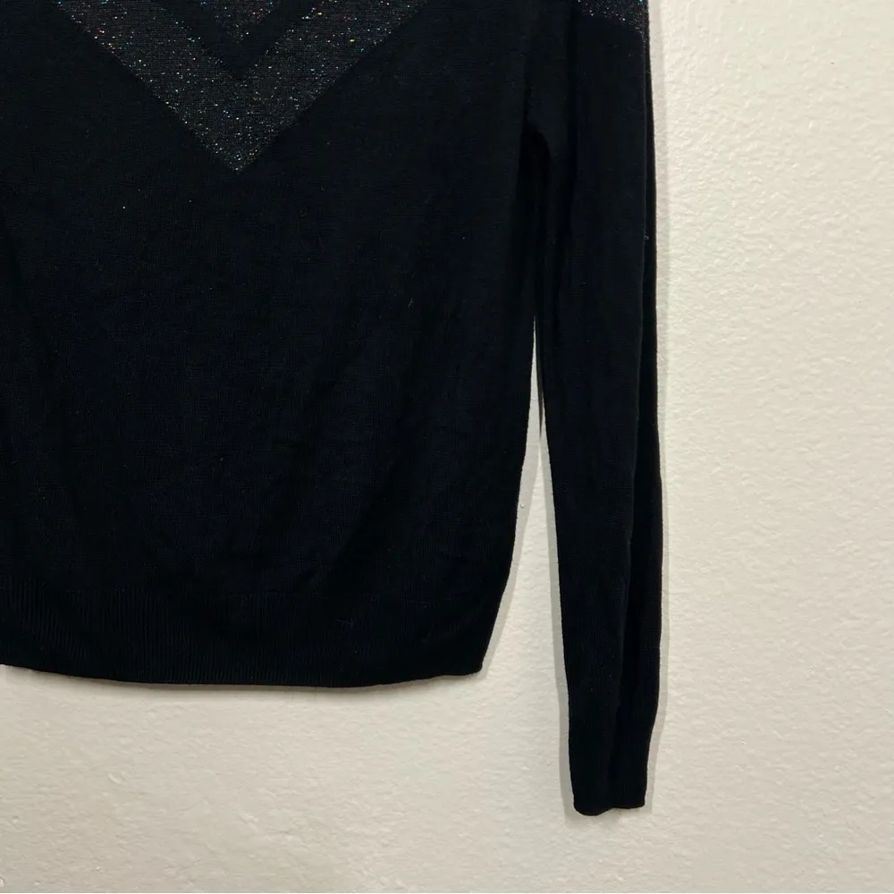 Ichi Black Metallic Weave Long Sleeve Sweater Size XS - Image 12