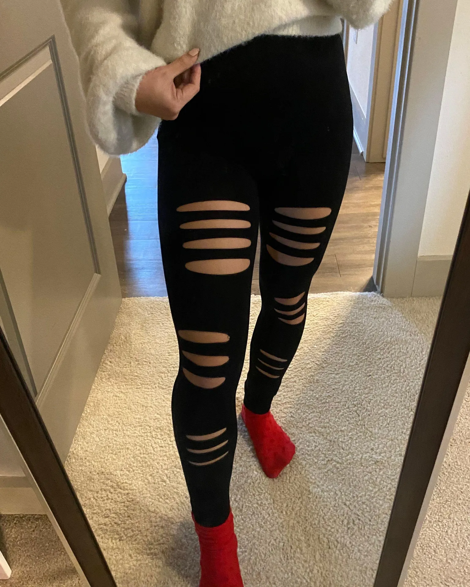 Ripped Leggings Black - Image 2