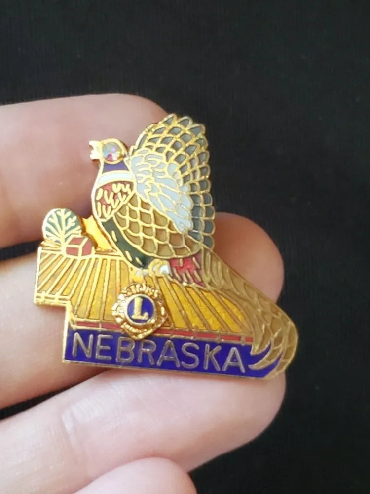 VTG Lions Club Lapel Hat Pin Enamel Brooch Badge Pheasant Bird Colorful … - Image 5