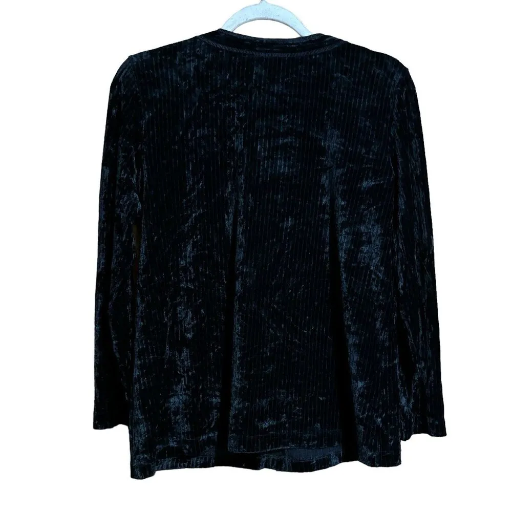 WORTH New York Cardigan Womens Medium Black Ribbed Button Stretch Sweater Ladies - Image 6