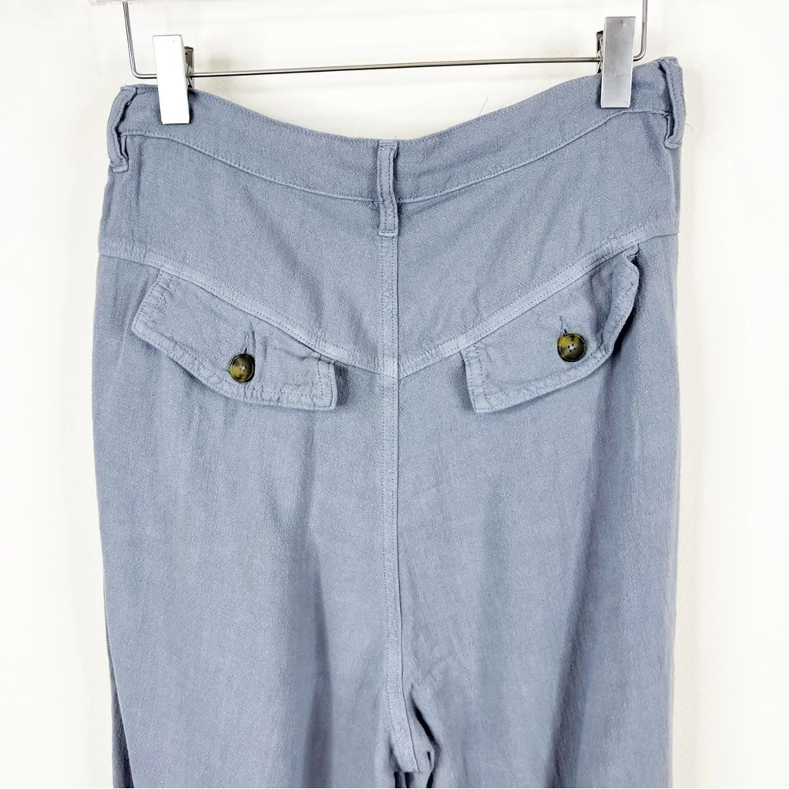 NWT Free People Faded‎ Love Linen Blend High Waist Pants 27 Blue - Image 5