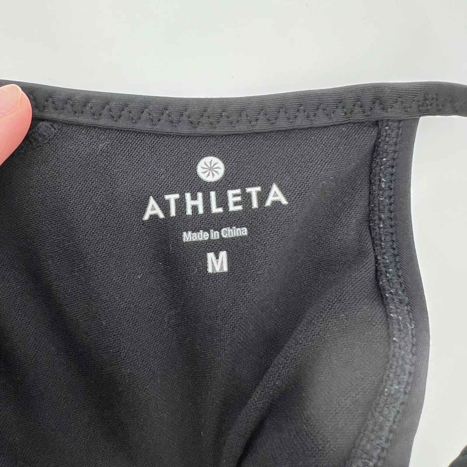 Athleta Women‎ M Veracruz Stripe Tankini Top Black White Tan Wireless Swim Pool - Image 7