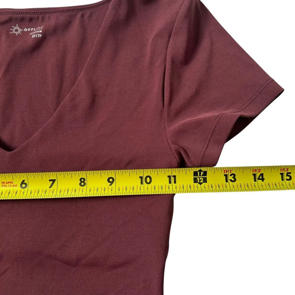 Offline by Aerie Red Brown Real Me Crop Tank Top w/ Support Women Size XS | 25 - Image 7