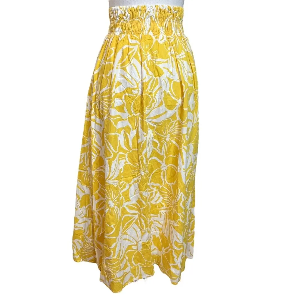 Faithfull The Brand Kiera Midi Skirt in El Marsa Floral Marigold Women’s M New - Image 2