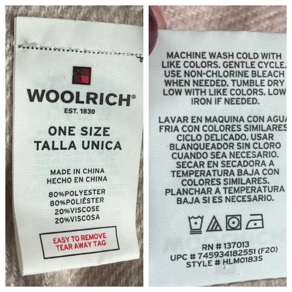 Woolrich Cozy Blanket Scarf Wrap Open Front Cream Pink Plaid Women One Size - Image 11