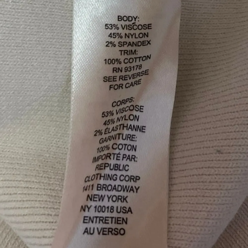 Tahari White Rib Knit Sleeveless Crochet Collar Button Polo Sweater Tank Top M - Image 4